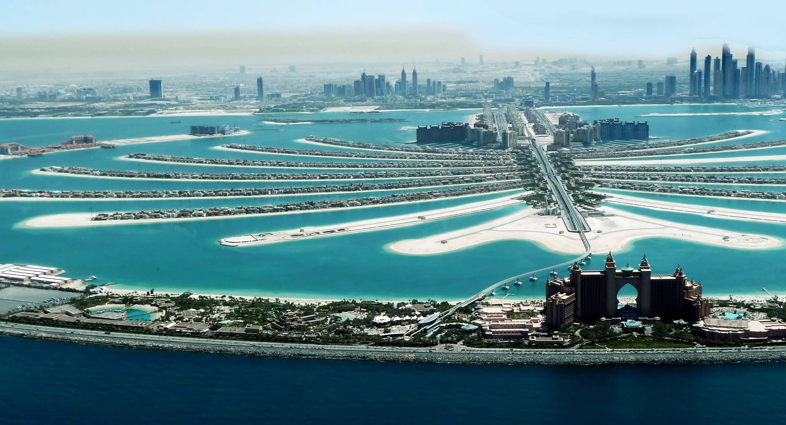 Palm Jumeirah villas from the air